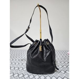 Yves Saint LaurentEmbossed Leather Bucket Bag Vintage